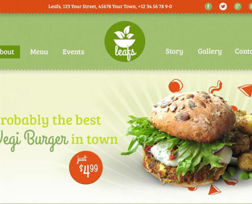 Leafs - Vegetarian WordPress Theme for Food Truck